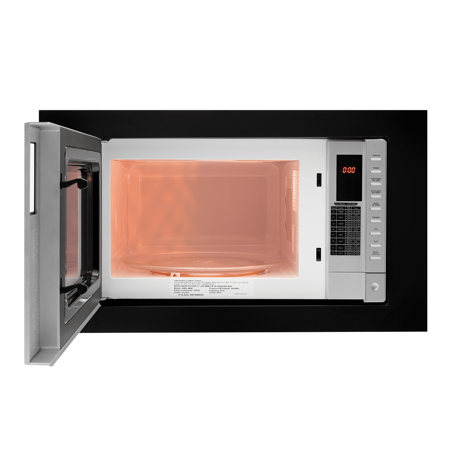 MICRO-ONDAS FISCHER FIT LINE EMBUTIR 25L MOLDURA PRETA 220V - Imagem 3